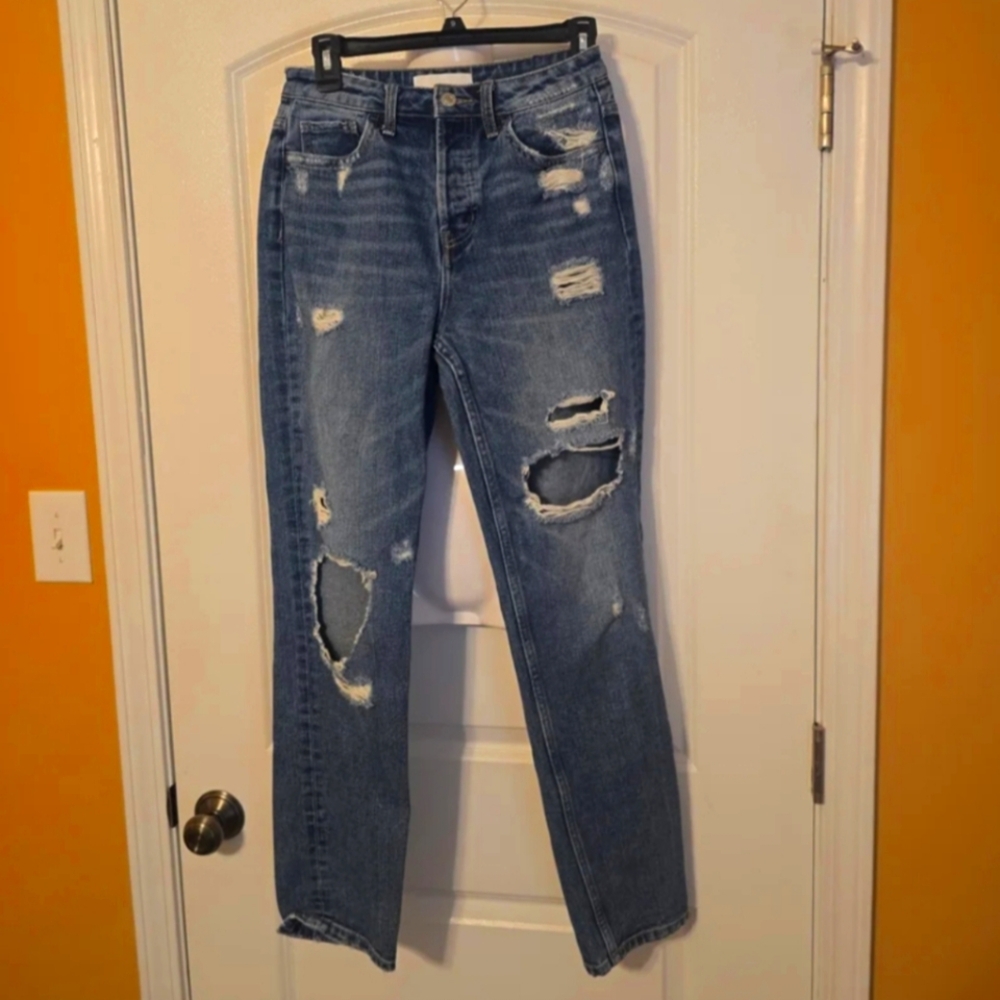 Vervet By Flying Monkey Distressed Blue Women's Jeans